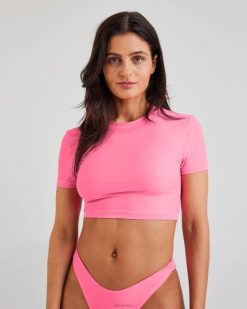 Bik Bok iw swim t-särgi topp neoon roosa Riietus V00P333